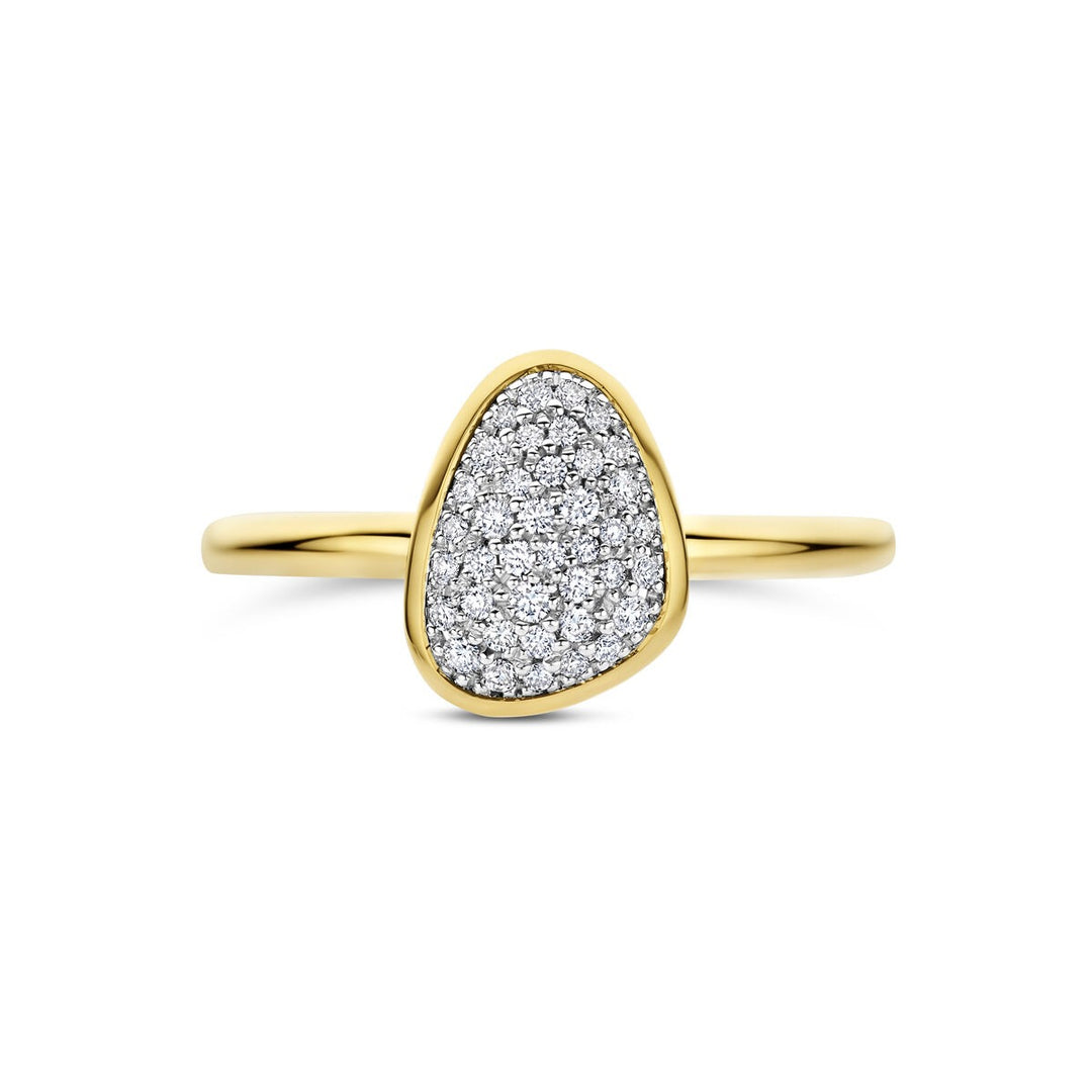 14k Bicolor dames ring met diamant – 10,5 x 8 mm