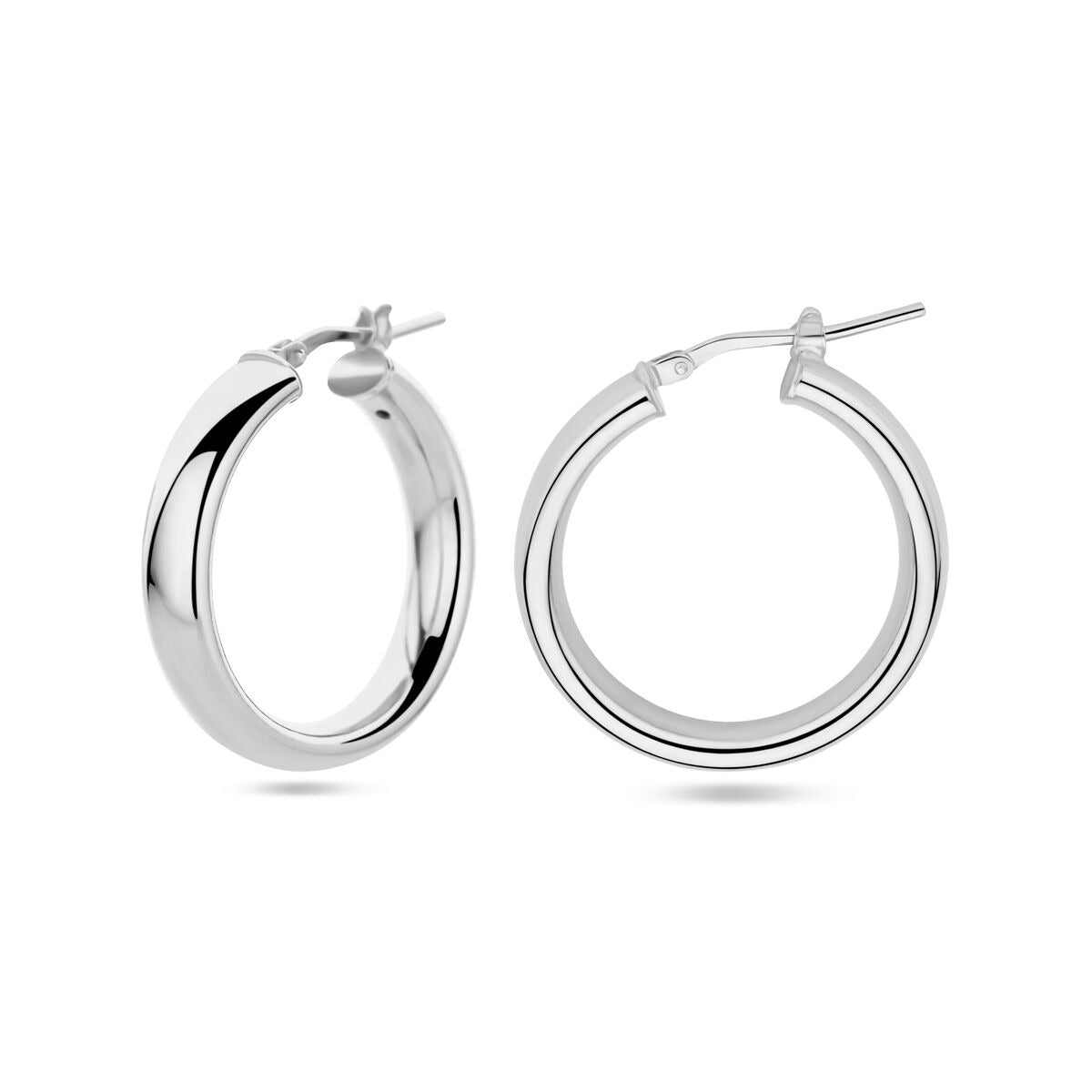 earrings half round tube silver rhodium plated