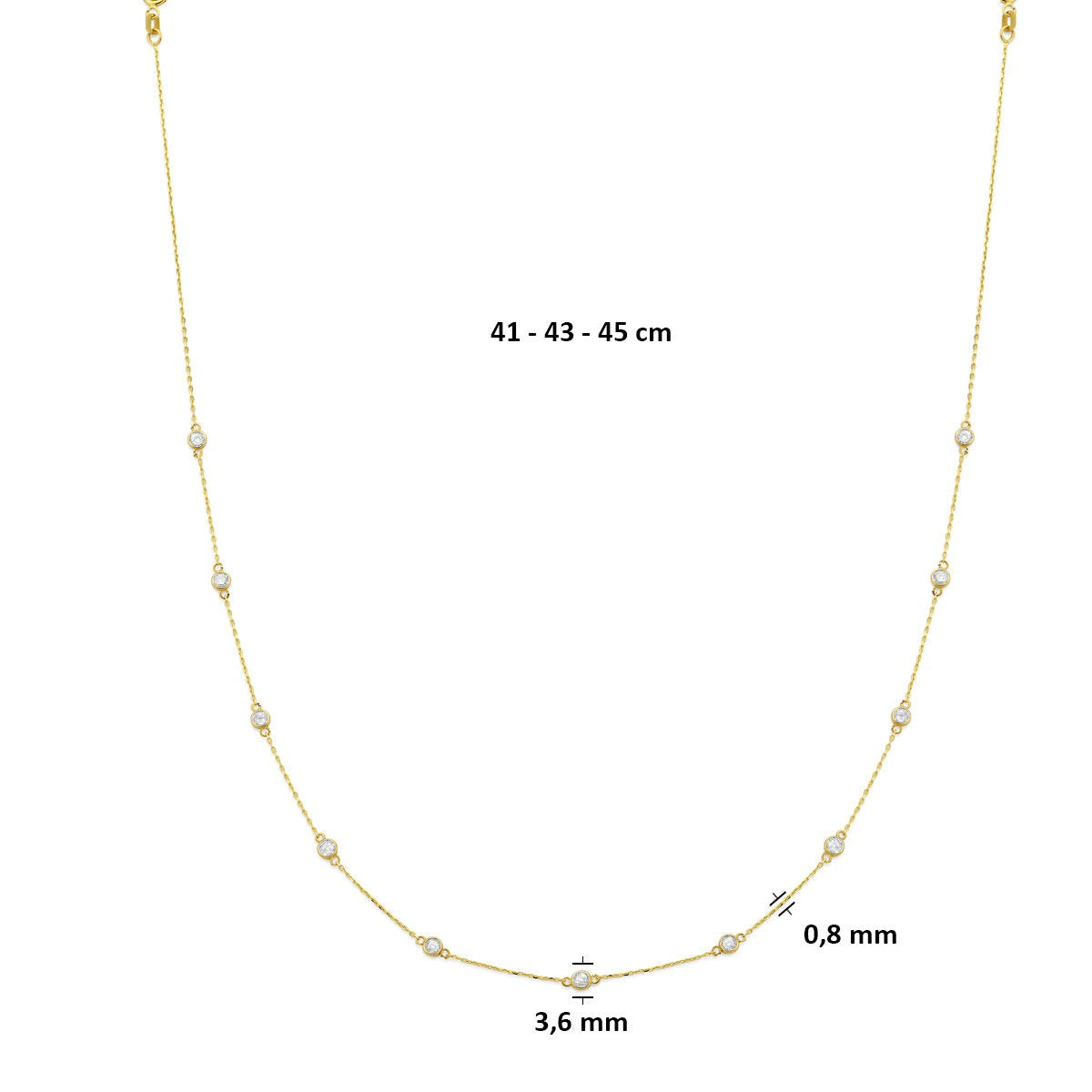 14k geelgouden ketting met zirkonia