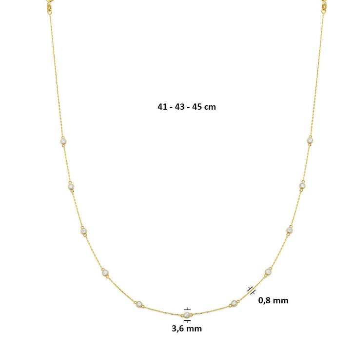 14k geelgouden ketting met zirkonia