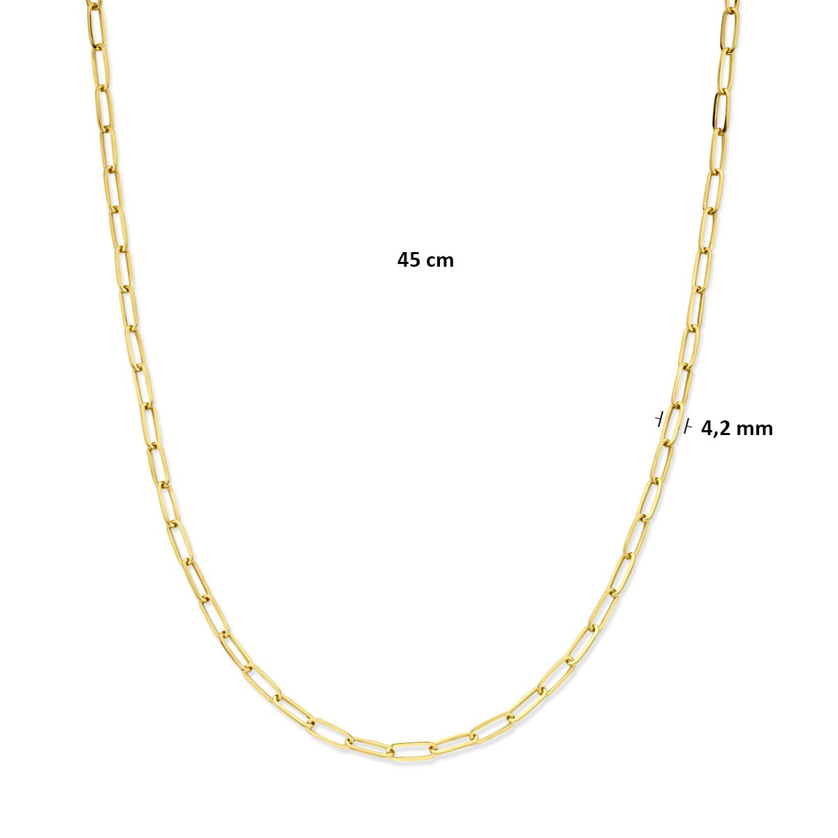 14k Geelgouden collier met zilverkern 45 cm