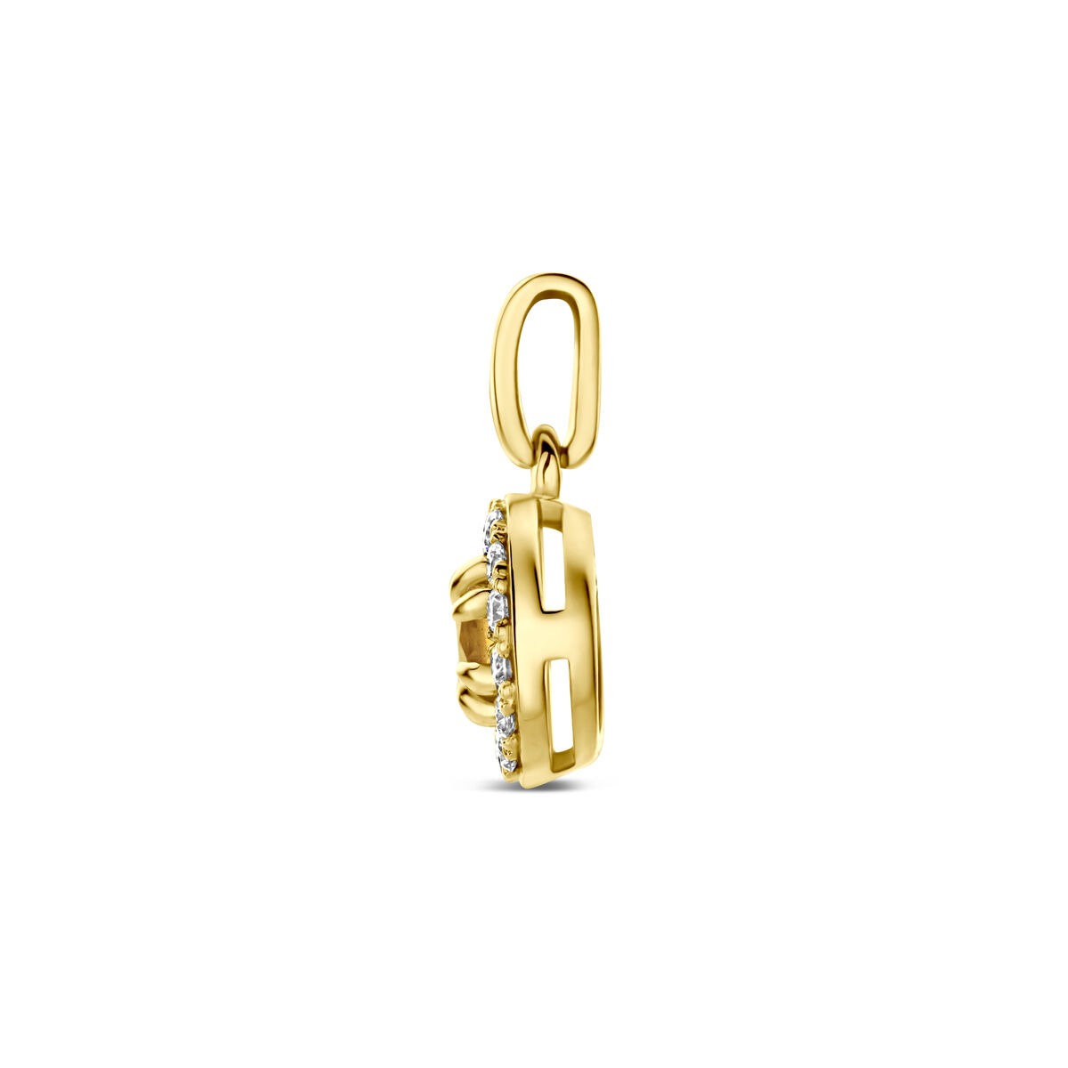 14k Geelgouden hanger met citrien en lab grown diamant