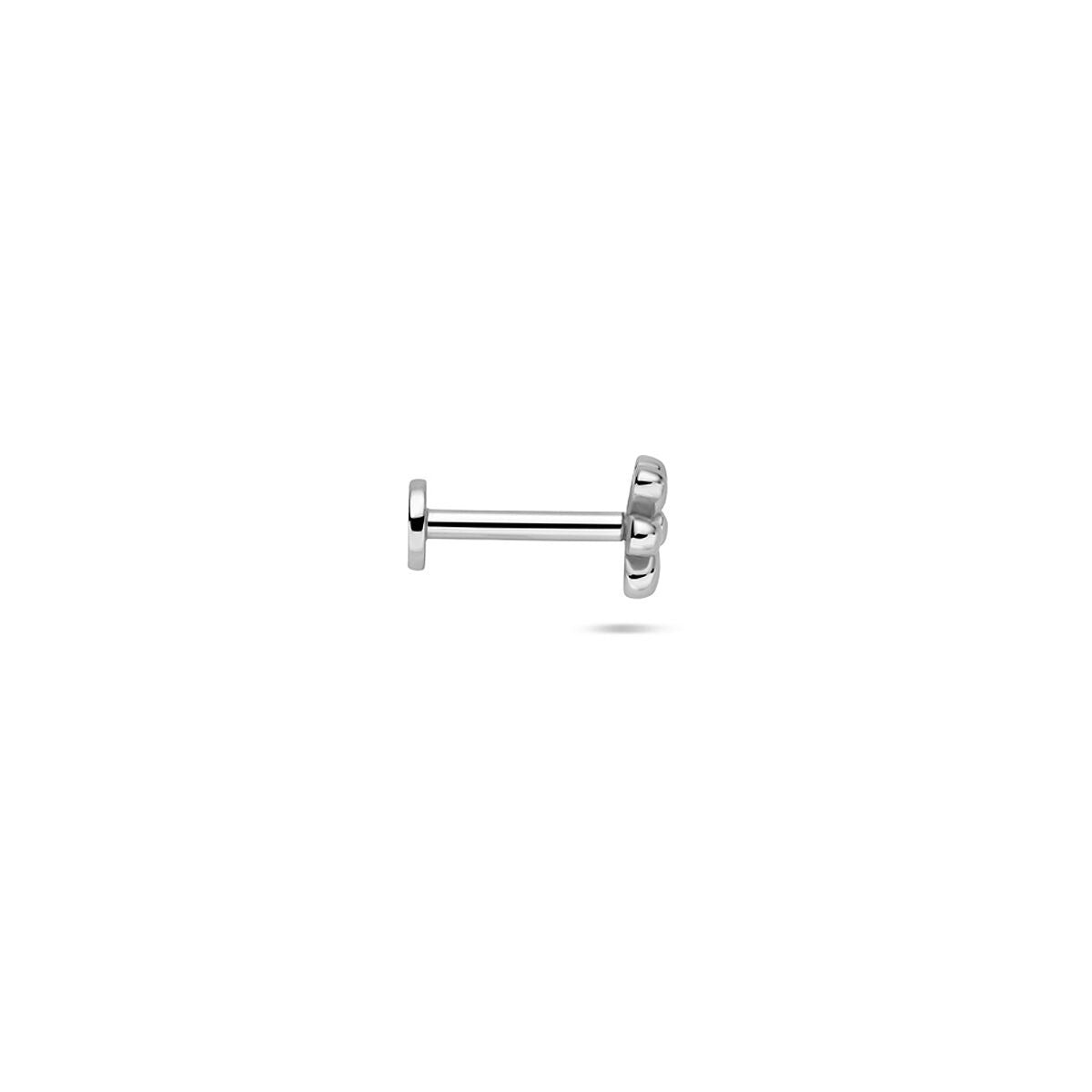 Zilveren flat back piercing bloemvorm – gerhodineerd 925 zilver