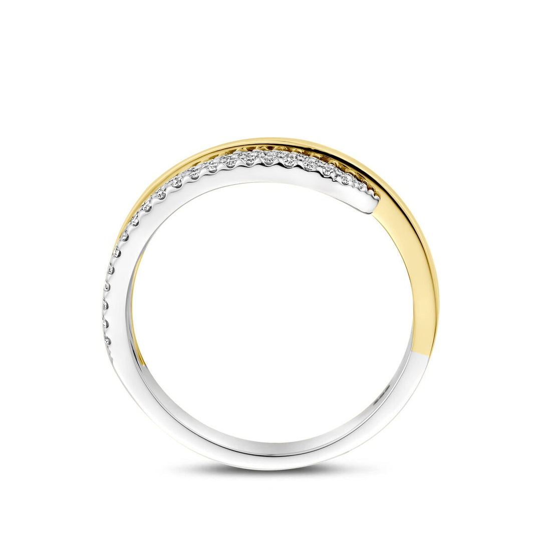 14k bicolor gouden ring met diamant 0.40ct