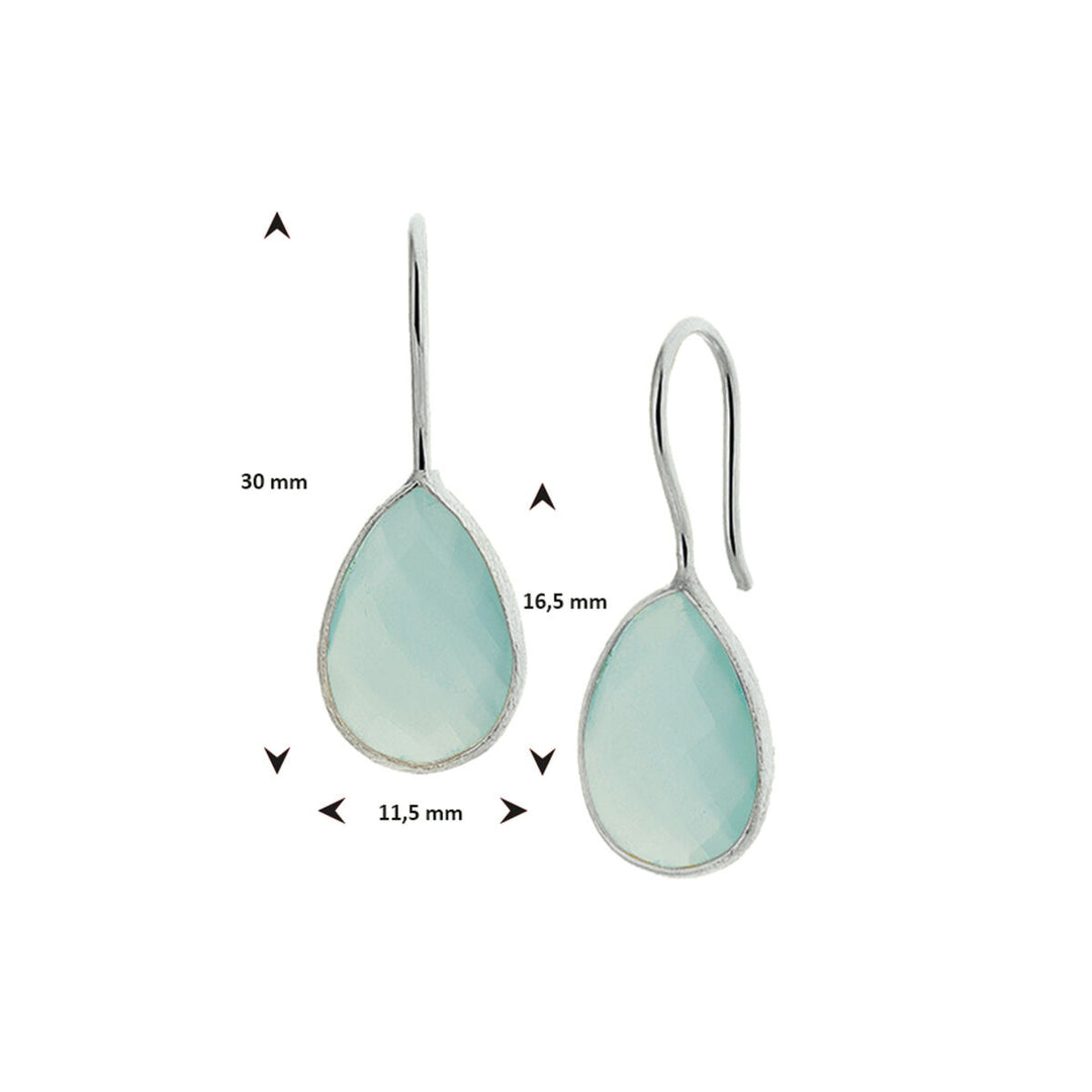 earrings chalcedony French hook silver white