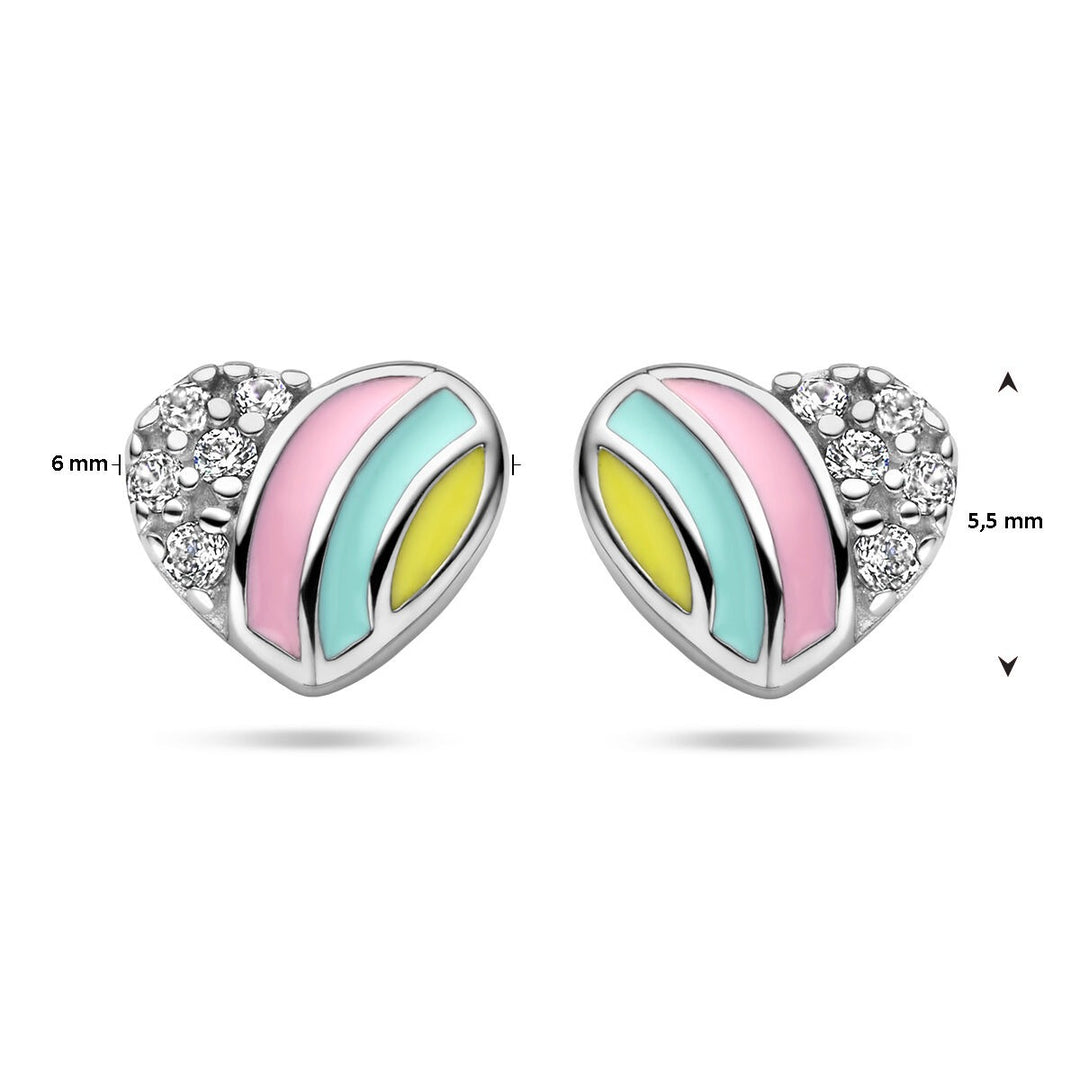 925 Gerhodineerd Zilveren Oorknoppen Hart met Zirkonia