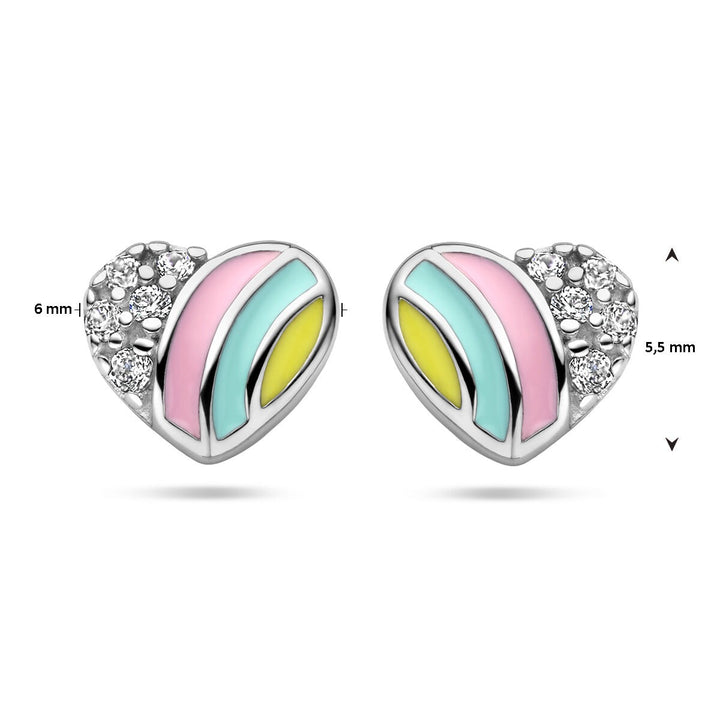 925 Gerhodineerd Zilveren Oorknoppen Hart met Zirkonia