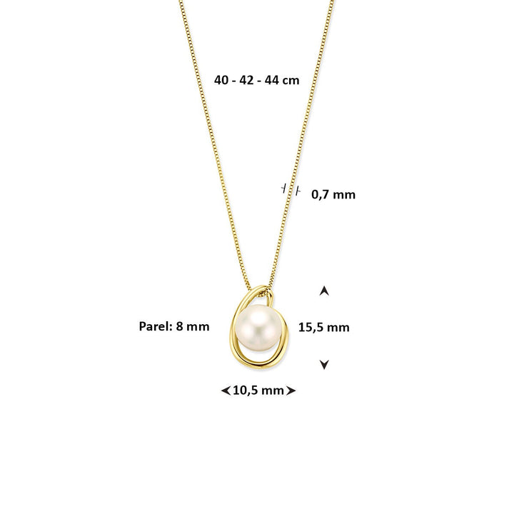 14k Geelgouden parel collier dames