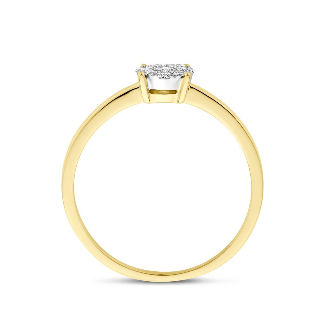 14k bicolor gouden ring met diamant 0.19ct