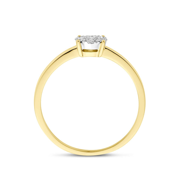 14k bicolor gouden ring met diamant 0.19ct