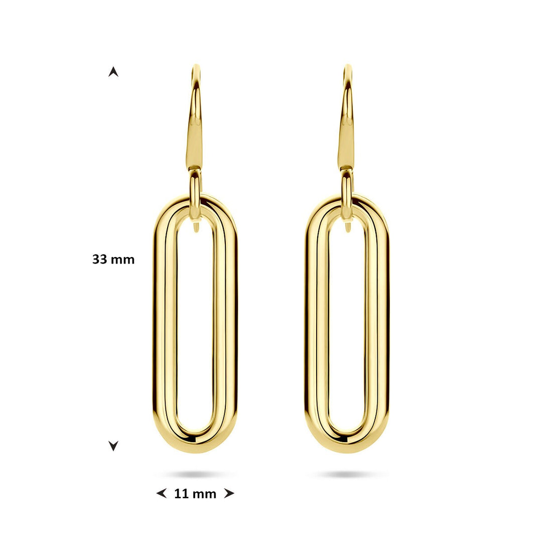 Gouden oorhangers dames – 14k geelgoud 33x11 mm