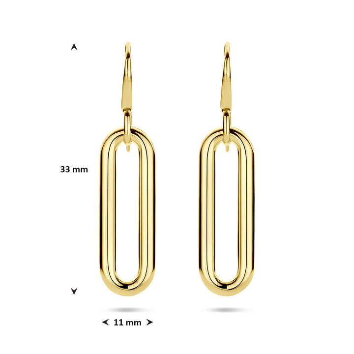 Gouden oorhangers dames – 14k geelgoud 33x11 mm