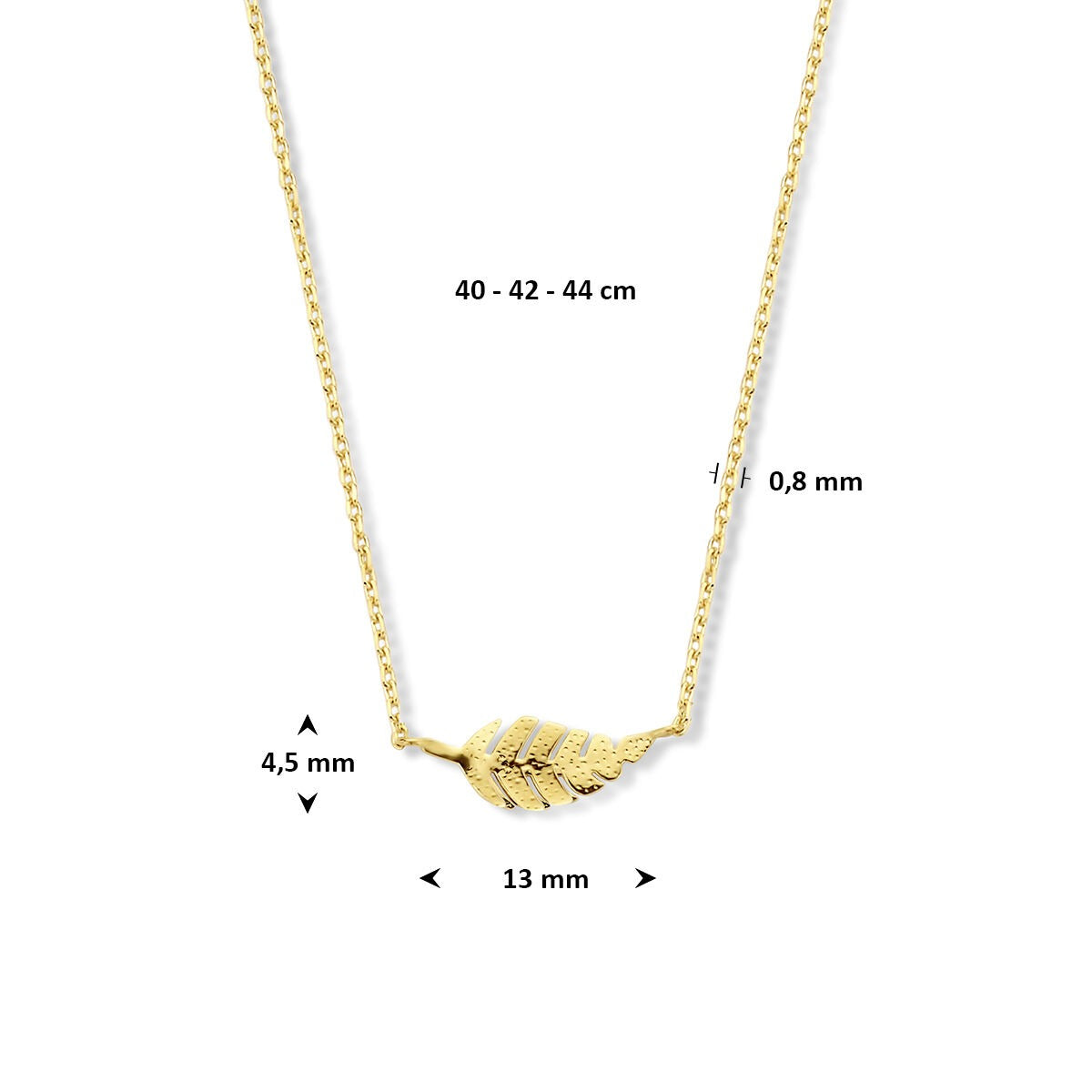 14k geelgouden anker collier met veer