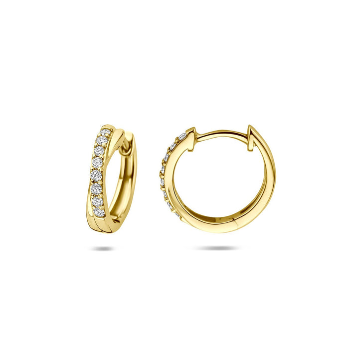 14k Geelgouden klapoorringen met lab grown diamant 0,20 ct