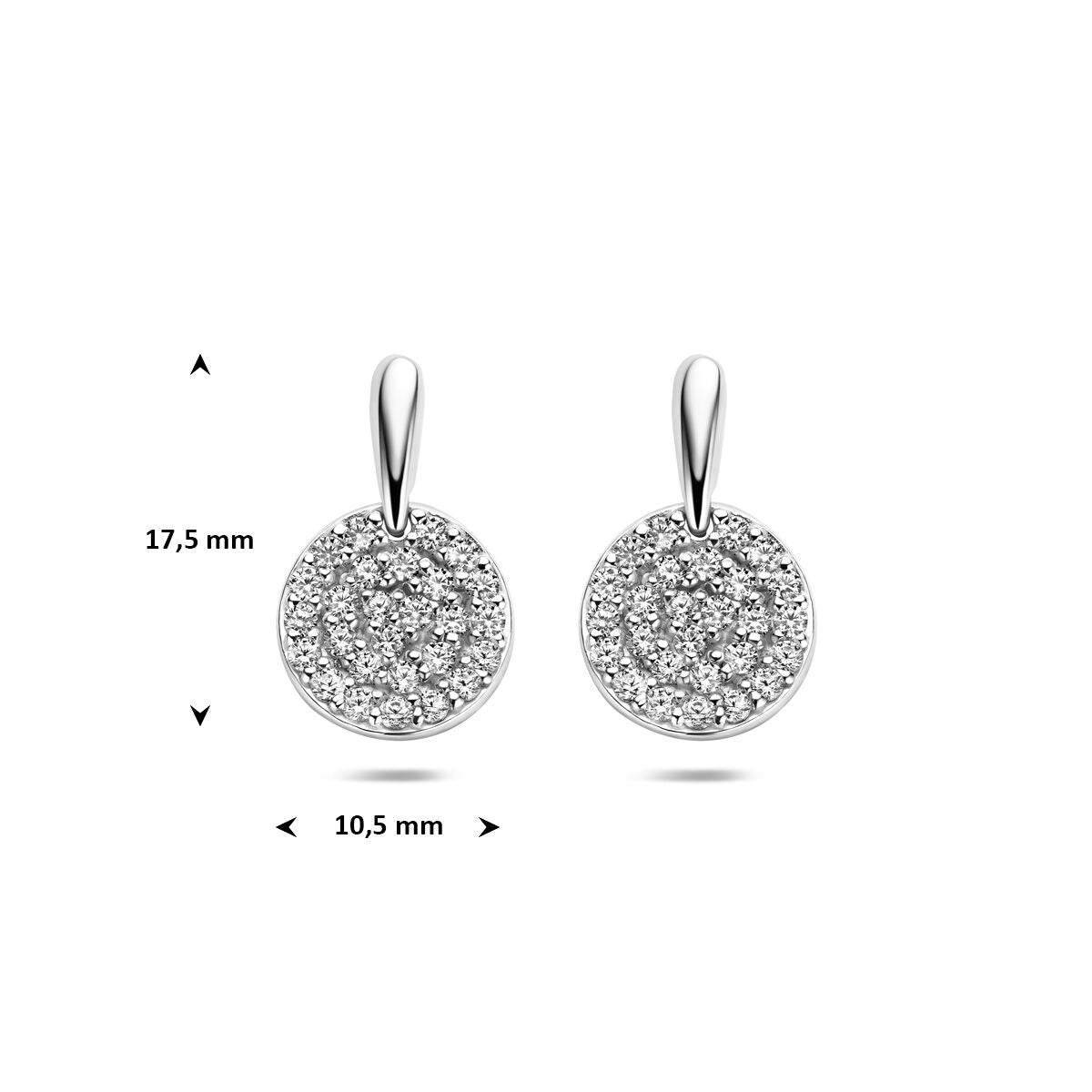 Gerhodineerd zilveren oorhangers met pavé zirkonia