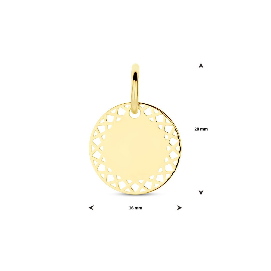 14k geelgouden graveerhanger rond