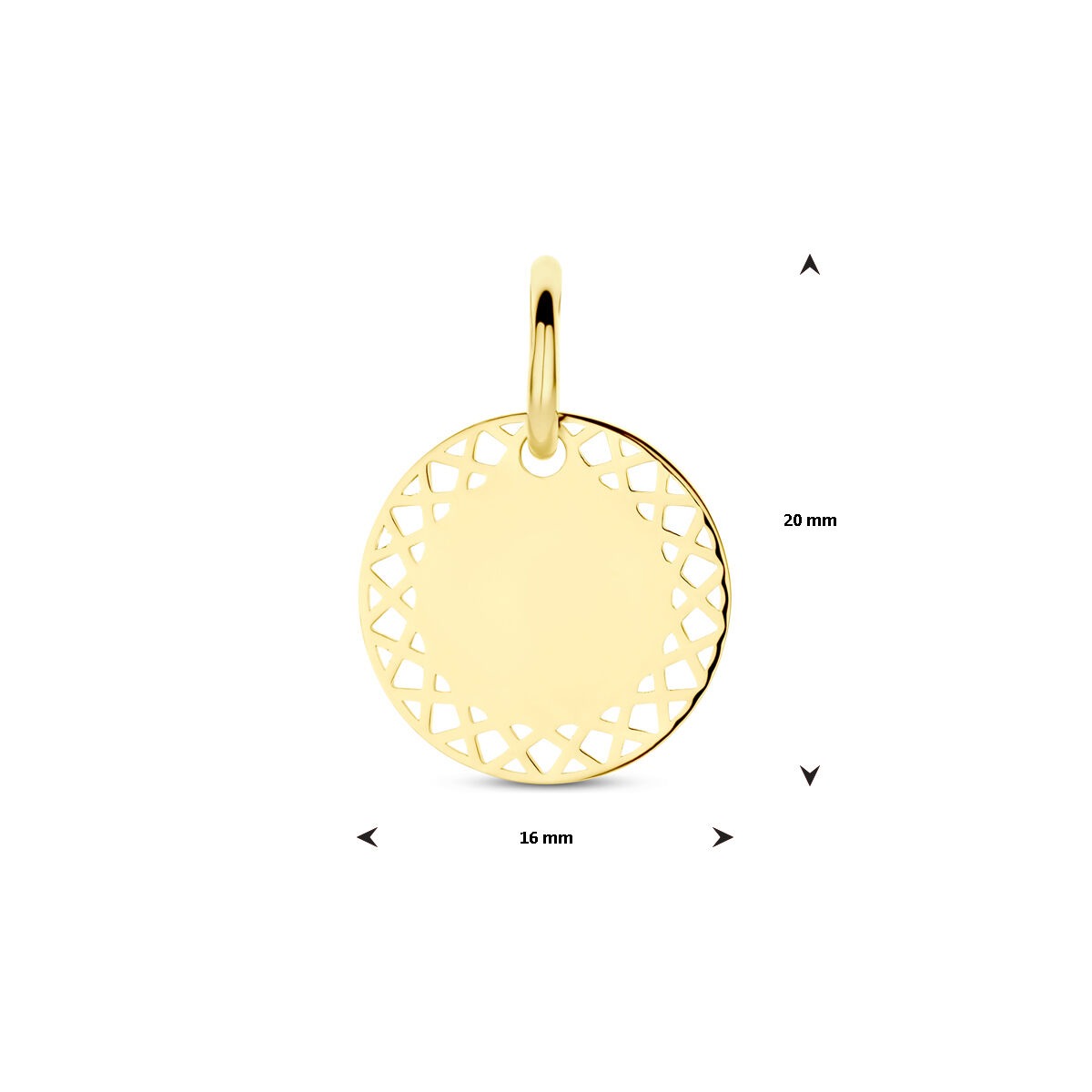 14k geelgouden graveerhanger rond
