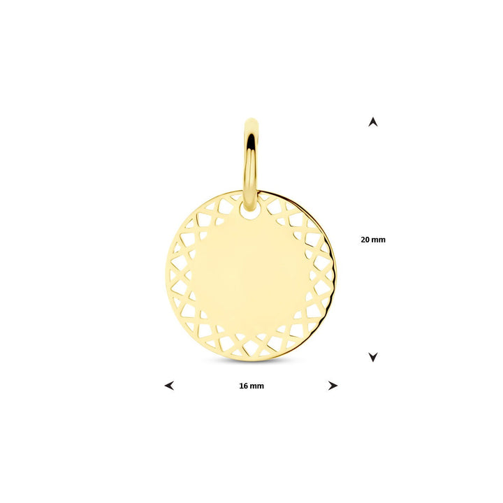 14k geelgouden graveerhanger rond