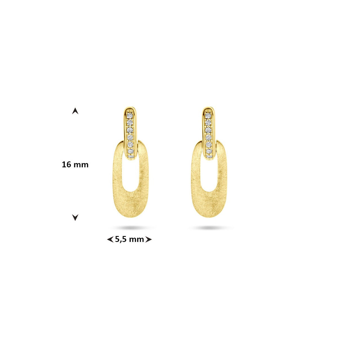 14k geelgouden oorhangers met briljant geslepen diamant 0.04ct