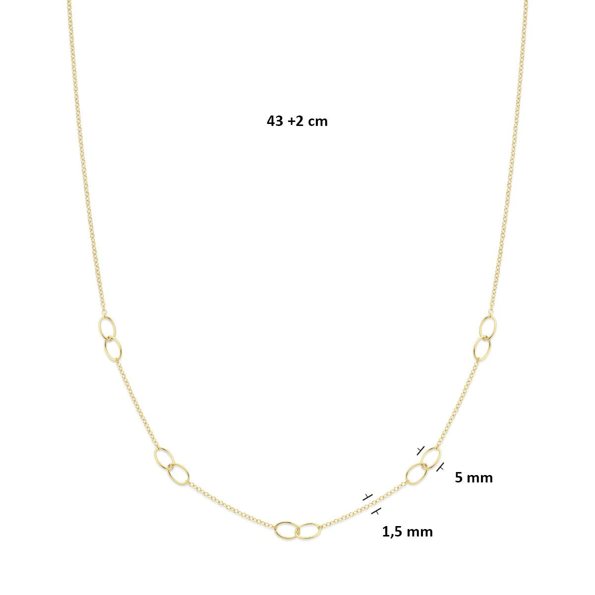 14k Geelgouden Ketting Ovaal Schakel