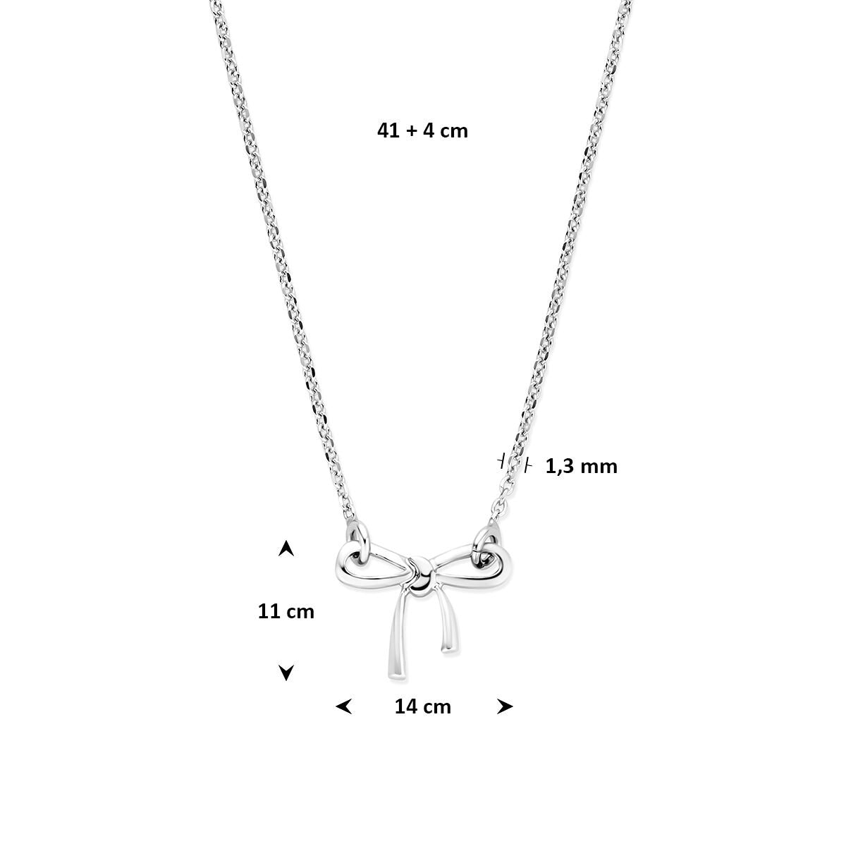 Zilveren ketting met strik hanger – gerhodineerd 925 zilver