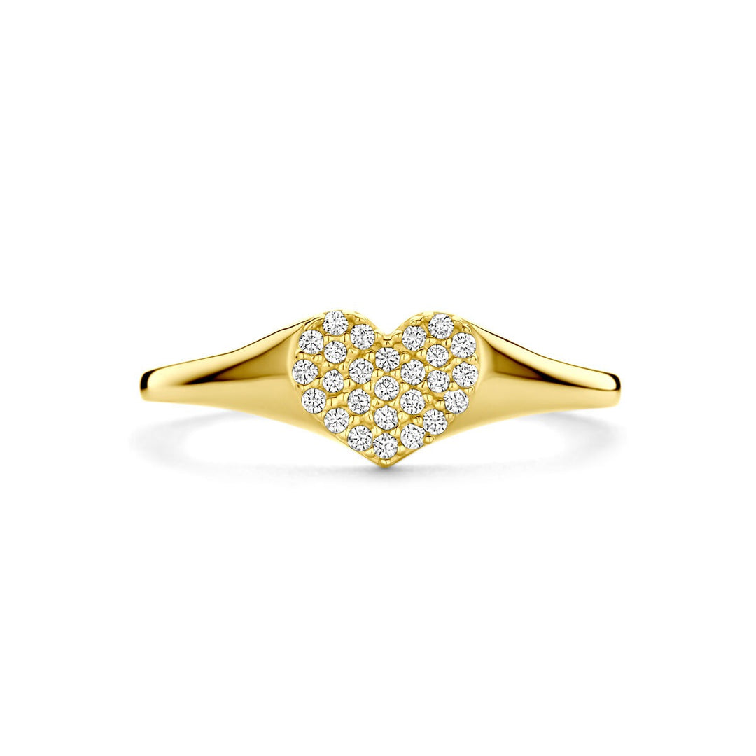 14k gouden ring met hart van zirkonia – 6 mm
