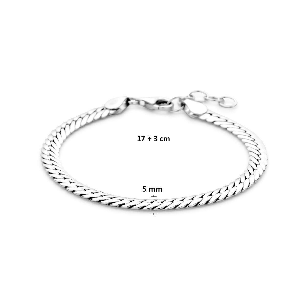 Gerhodineerd 925 zilveren armband met gourmette schakel 17–20 cm