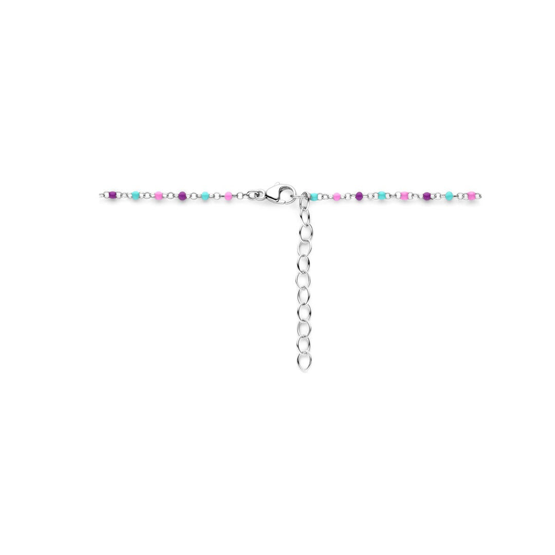 Gerhodineerd Zilveren Kindercollier met Emaille Bolletjes – 36-40cm