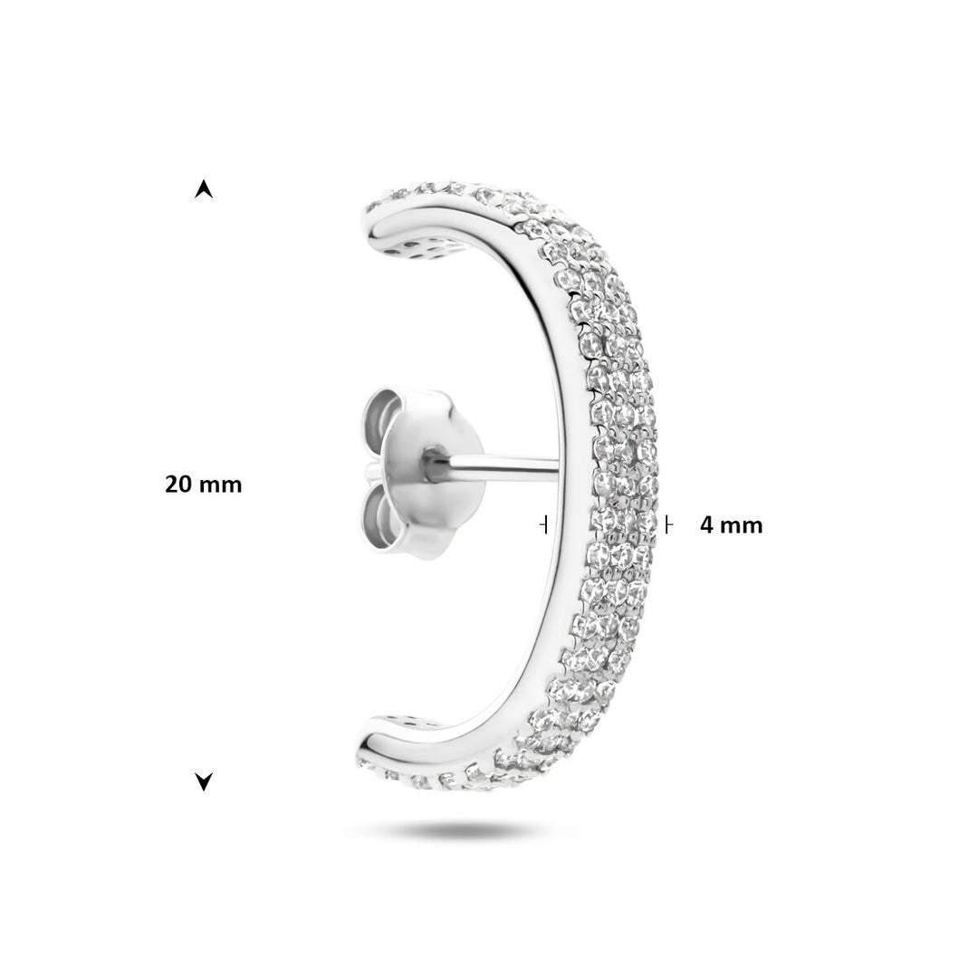 Gerhodineerd 925 zilveren suspender oorbel met zirkonia pavé
