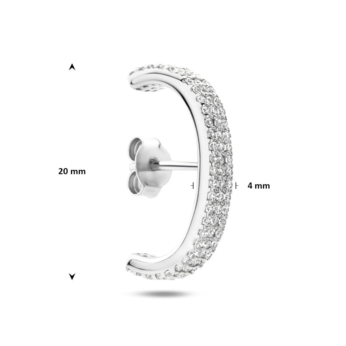 Gerhodineerd 925 zilveren suspender oorbel met zirkonia pavé