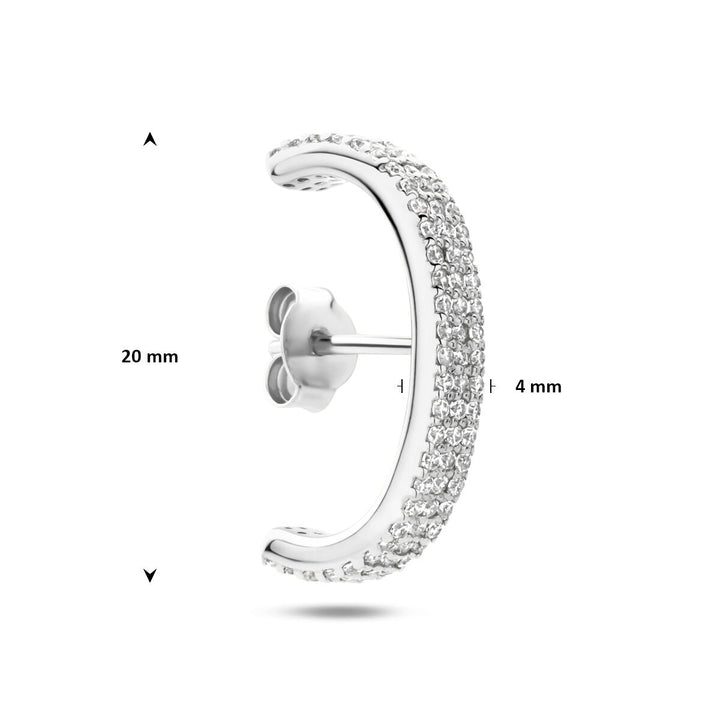 Gerhodineerd 925 zilveren suspender oorbel met zirkonia pavé
