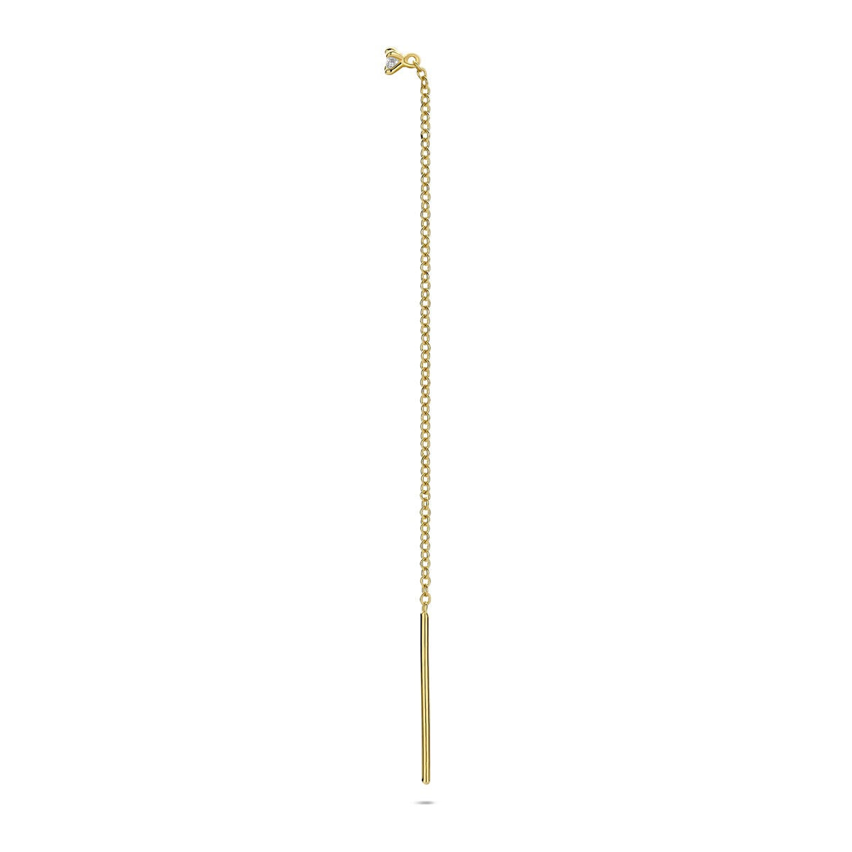14k Geelgouden doortrekoorbel met diamant