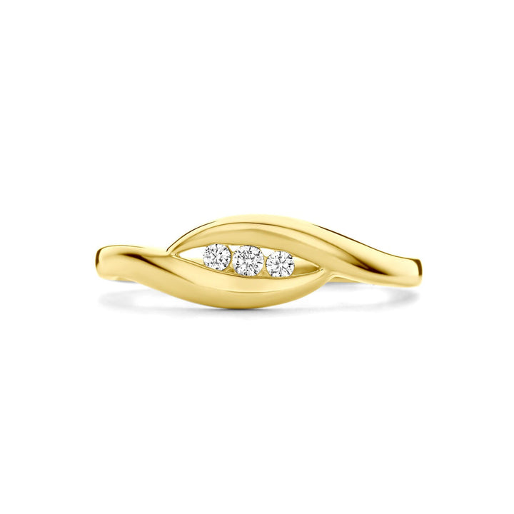 14k geelgouden damesring met zirkonia – fonkelende finesse in goud
