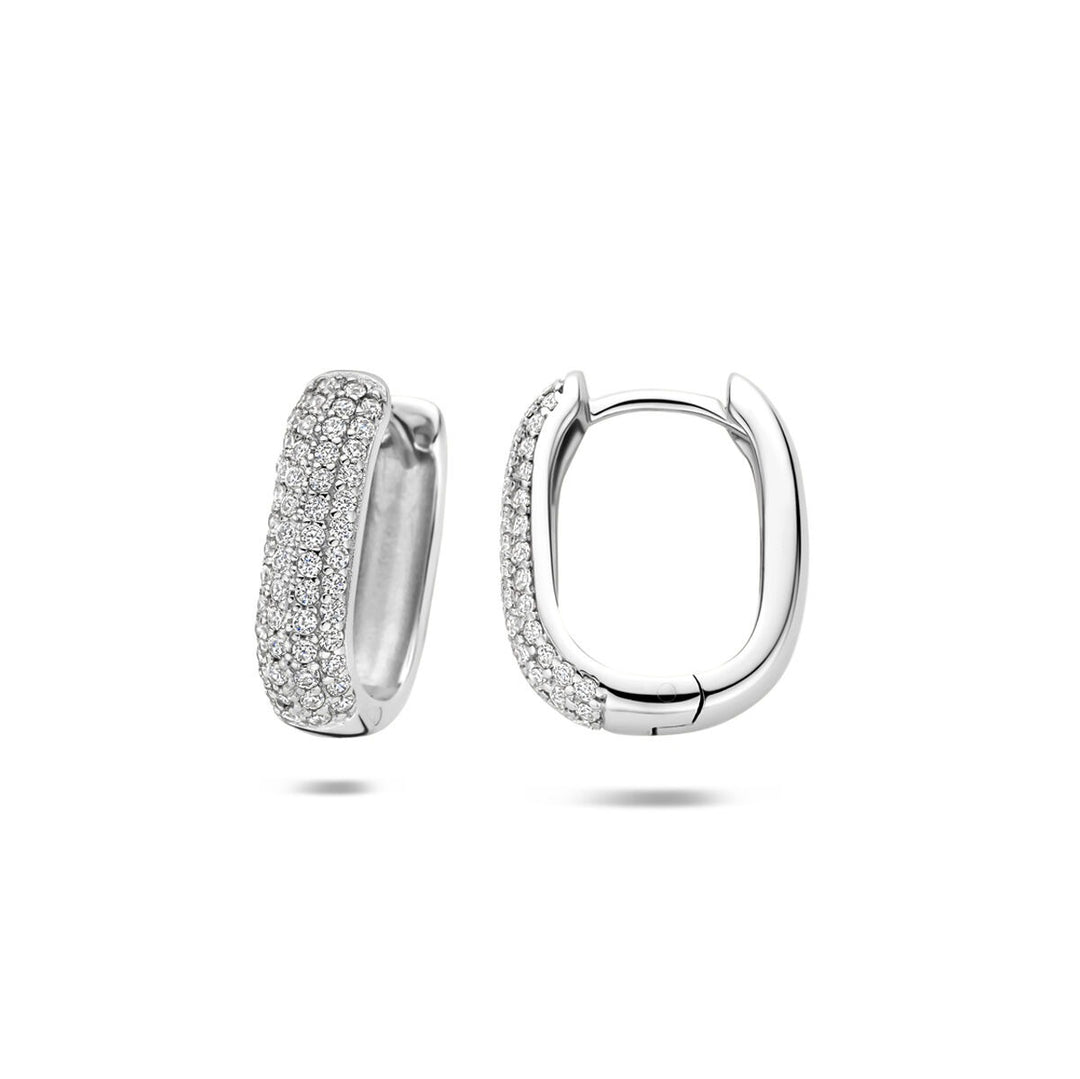 Gerhodineerd 925 zilveren oorringen met zirkonia