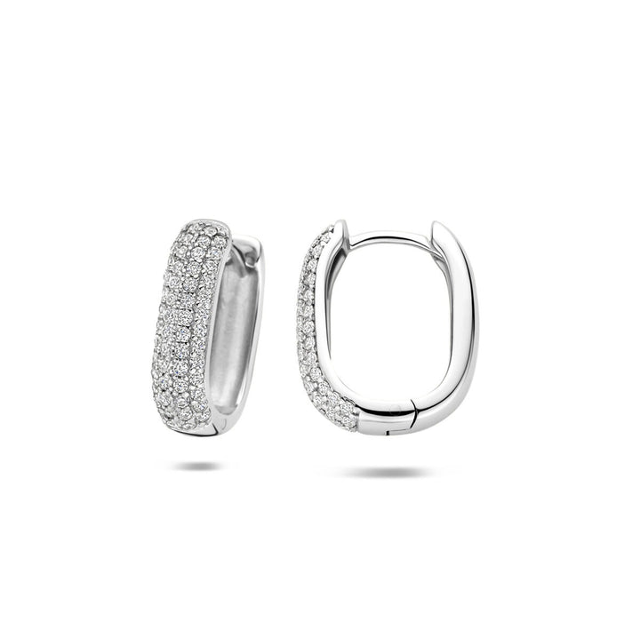 Gerhodineerd 925 zilveren oorringen met zirkonia