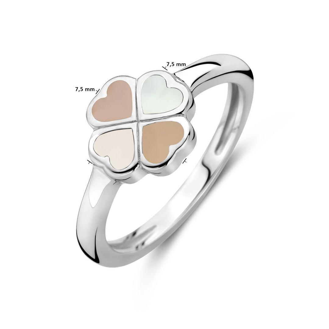 ring clover mother of pearl silver rhodium plated