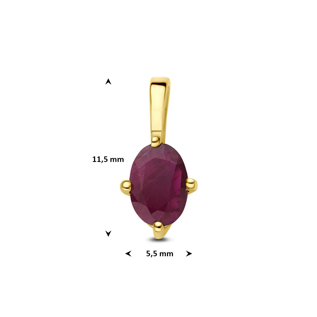 14k geelgouden hanger met robijn
