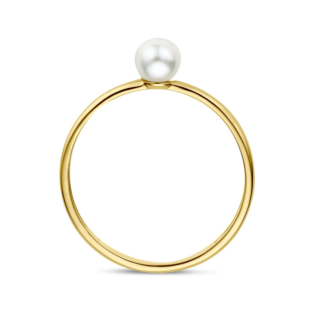 14k Geelgouden ring met parel