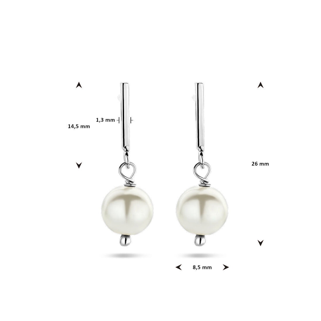 Zilveren oorhangers met zoetwaterparel