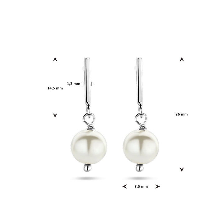 Zilveren oorhangers met zoetwaterparel