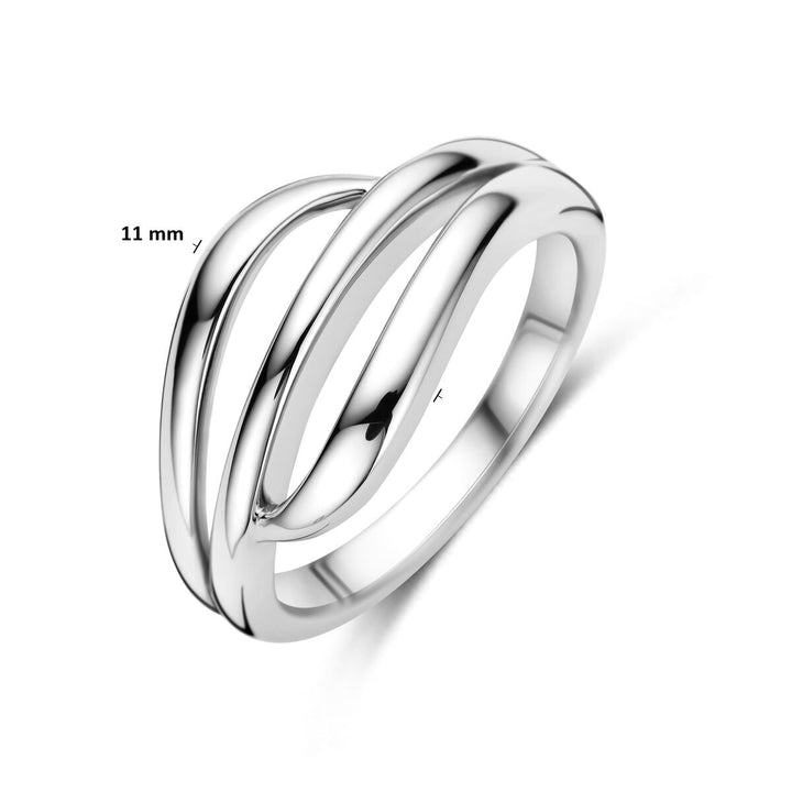 Gerhodineerd zilveren dames ring – 11 mm breed