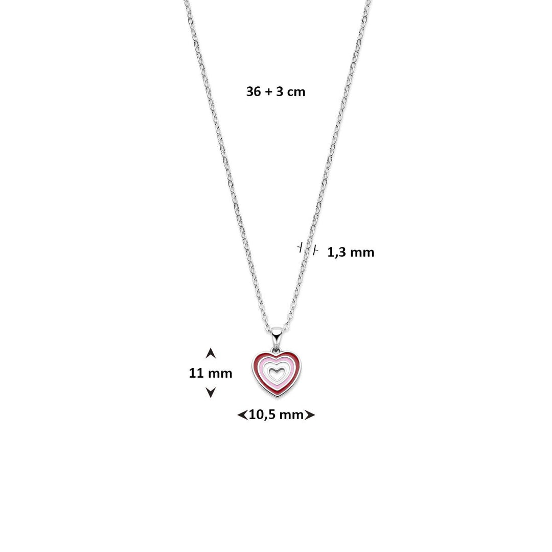 Zilveren kinderketting met hartje – gerhodineerd 925 zilver 36 + 3 cm