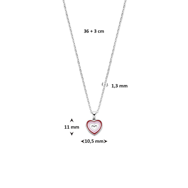 Zilveren kinderketting met hartje – gerhodineerd 925 zilver 36 + 3 cm
