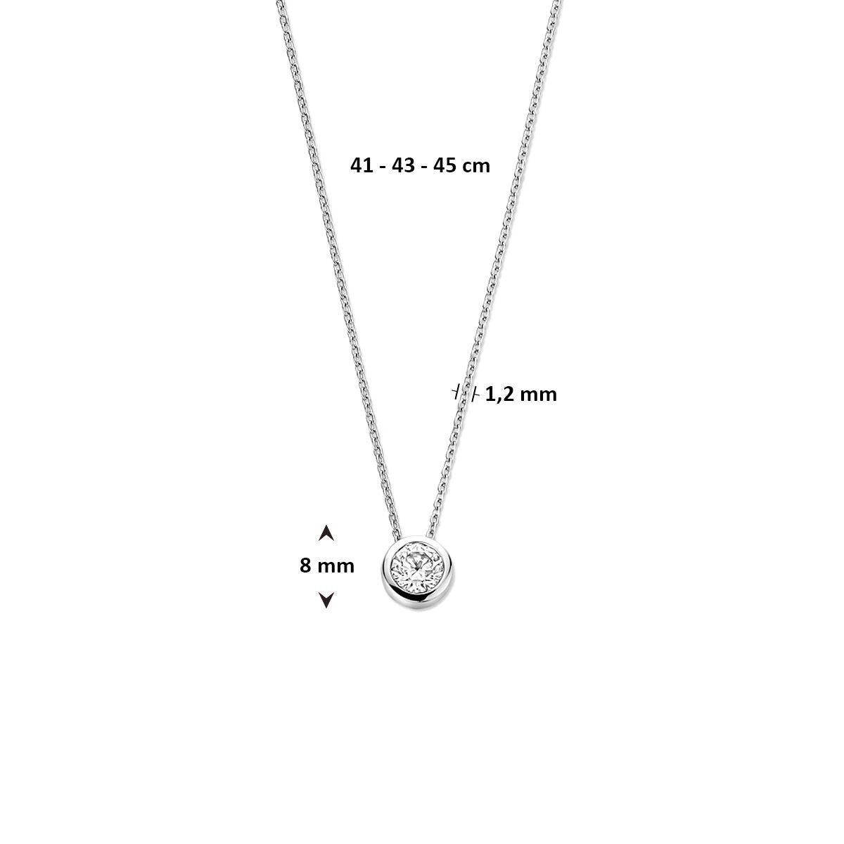 Zilveren collier met zirkonia hanger – gerhodineerd dames collier in solitaire stijl