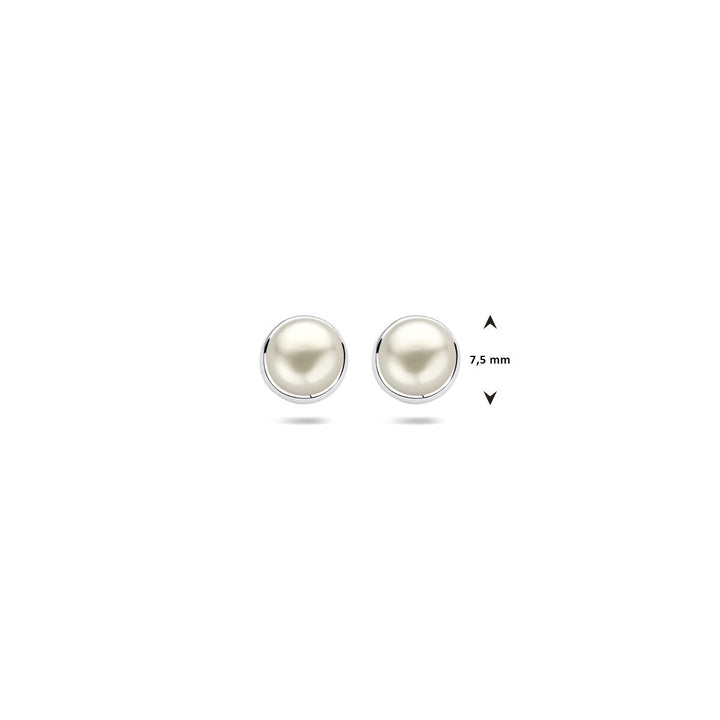 ear studs pearl silver rhodium plated