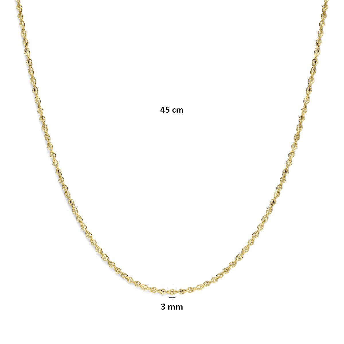 Gouden ketting met zilverkern – 14k geelgoud & 925 zilver