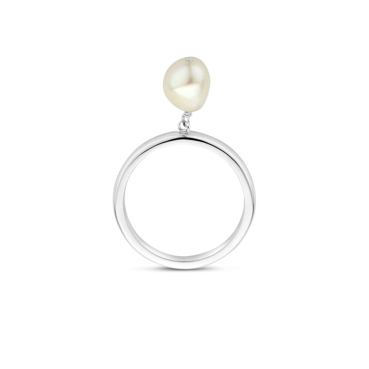 Gerhodineerd 925 zilveren ring met parel