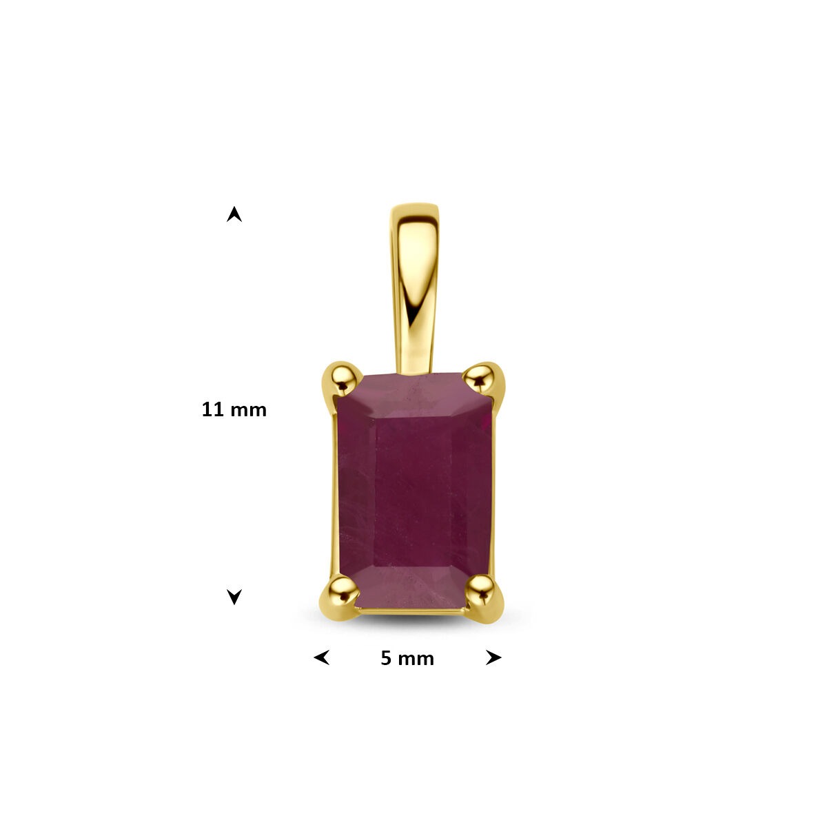 14k geelgouden hanger met robijn