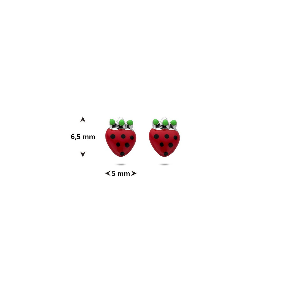 Zilveren kinder oorknoppen aardbei – gerhodineerd 925 zilver