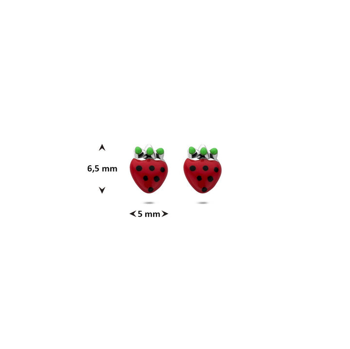 Zilveren kinder oorknoppen aardbei – gerhodineerd 925 zilver